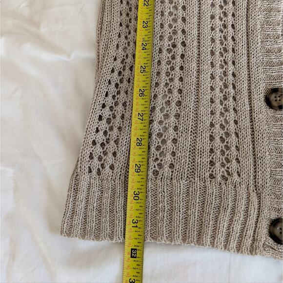 Alice + Olivia Tan/Taupe Open Knit Long Cardigan - Picture 6 of 6